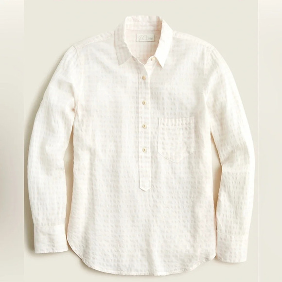 J Crew Classic Fit Popover Shirt In Soft Gauze Gingham - Picture 1 of 8